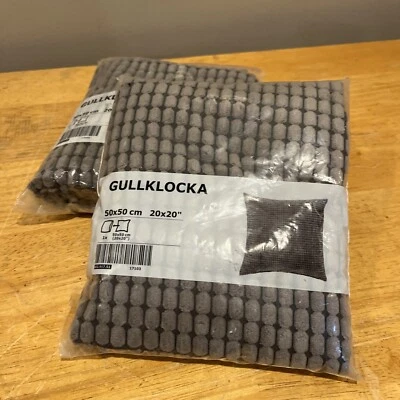 Ikea GULLKLOCKA Pillow (2) cushion covers chenille cotton 20x20 " Gray - Image 1 of 4