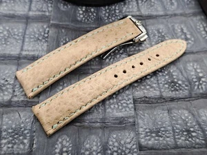 Correa de reloj de cuero de avestruz de 19 mm/16 mm diseño minimalista de cuero exótico - Imagen 1 de 14