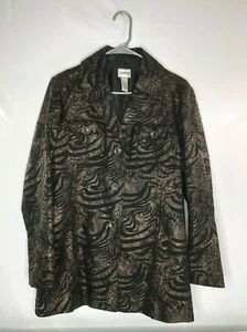 Chico's women's size 1 (US8) women's coat jacket black copper metallic lined - Picture 1 of 6