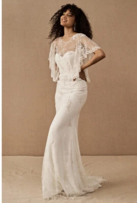 Vestido de novia BHLDN Sachin & Babi Dalila encaje superpuesto etéreo adornado con cuentas Foto 1 de 4