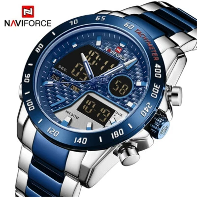 NAVIFORCE Men Watch Military Sport Digital Watches Silver Steel Male Wristwatch - Image 1 of 4