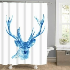 Waterproof Shower Curtain Polyester Fabric Bathroom Curtains With Hooks Set - Picture 1 of 5