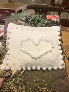 Cushion Cover Knitting Pattern, DK, Bobble Heart & Edging, Hearts, Love - Picture 1 of 4