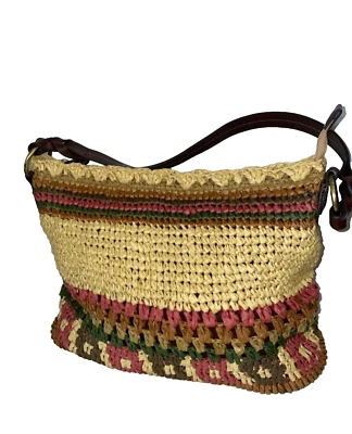 Bolsa de ombro St. John's Bay cesta tecido palha listrada nova sem etiquetas - Imagem 1 de 4