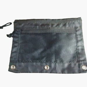 Staples Pencil Case Black Nylon Zippered Utility Pouch 2 Compartment Grommets - Picture 1 of 5