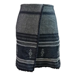 LOFT Ann Taylor Blanket Skirt Sz 8 Fringe Raw Hem Cotton Southwestern Preppy NEW - Picture 1 of 10