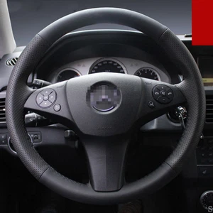 For Benz GLK300 2010 Hand-stitched Car Steering Wheel Cover Black Leather  - Picture 1 of 6