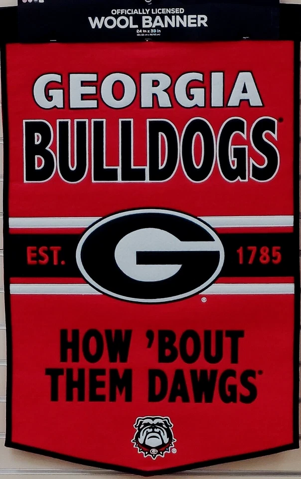 Georgia Bulldogs Wool Embroidered Celebration Banner 24"x38" Fanatics - Image 1 of 1
