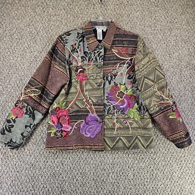Coldwater Creek Jacket Womens Medium Long Sleeve Button Front Floral Fall - Image 1 of 4