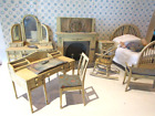 Vintage 14+pc Miniature Dollhouse Furniture Bedroom Set 1:10 Scale Signed