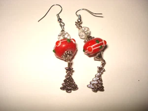 Pendientes colgantes de árbol de Navidad con cuentas de cristal de Murano nuevos - Imagen 1 de 2