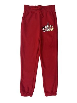 Disney Girls Red Mickey Mouse & Friends Christmas Joggers Sweat Pants - Image 1 of 2