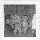 3 Vintage Photos Boys Wearing Hats Sitting On Bed Baby In Crib By Chair