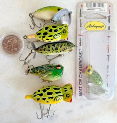 LOTE 6 SEÑUELOS TOPWATER RANA SPOT ARBOGAST REBEL POPPERS SUPERFICIE CRANKBAITS HEDDON Foto 1 de 4