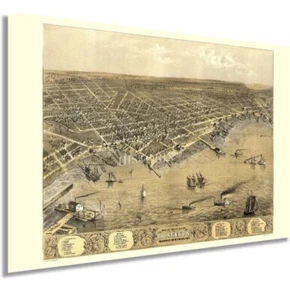 Historix 1868 Muskegon Michigan Map Print, Historic Map of Old Muskegon, 18x24in - Picture 1 of 7