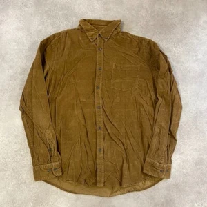 George Corduroy Shirt Mens Large Long Sleeve Cord Button Down Top, Brown - Picture 1 of 11