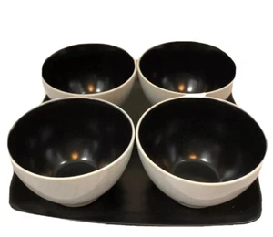Cuisinart Geo 4 Tid Bit Bowls & Tray Black White Chips Dips - Picture 1 of 11