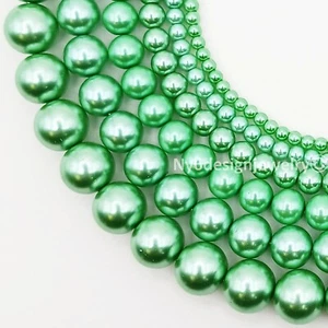 Cuentas sueltas redondas de vidrio verde lima perla 3, 4, 6, 8, 10, 12 mm 16" filamento #25 - Imagen 1 de 18