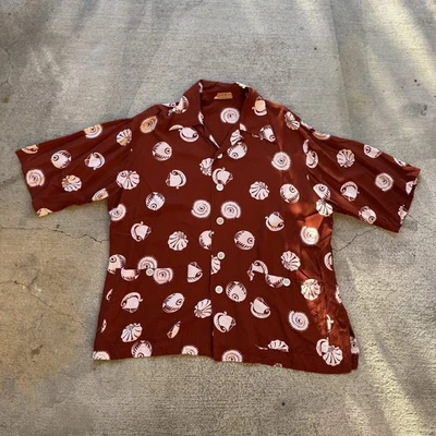 Camisa Hawaiana Vintage Años 40 Estampado Concha Seashell Talla Grande Foto 1 de 4