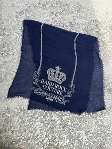Hard Rock Couture Tuch Schal Navy Silber Fransen Kanten 78 x 35 - Bild 1 von 5