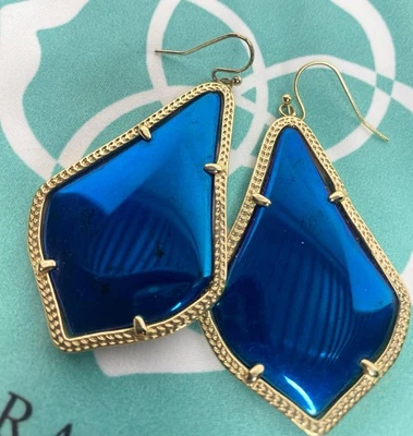 Kendra Scott Rare Black Iridescent Alexandra Gold Drop Earrings - Image 1 of 4