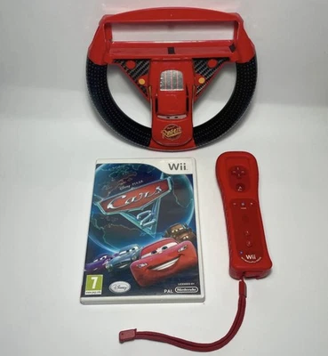 Nintendo Wii CARS 2 Gioco + Volante Cars + Wii Remote Rosso – Usato Testato - Immagine 1 di 4