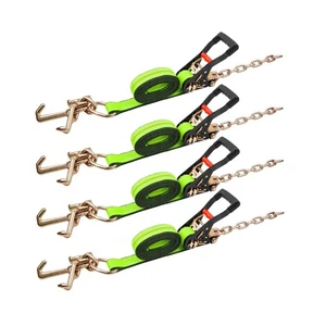2" x 12' RTJ Cluster Hook Ratchet Straps with 8 Point Chain, 4 Pack - Heavy D... - Picture 1 of 9
