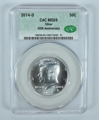 2014-D Kennedy Half Dollar Silver 50th Anniversary MS69 CAC CACg *1749 - Image 1 of 4