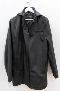 Men's Size M Kenneth Cole Hidden Rain Hood Full Zip Front Closure Jacket Black - Picture 1 of 7
