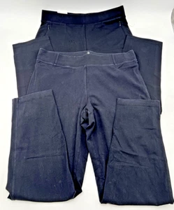 (2) T BY TALBOTS STRAIGHT COTTON SPANDEX PANTS BLACK WOMENS SZ L (1) ANKLE - Picture 1 of 23