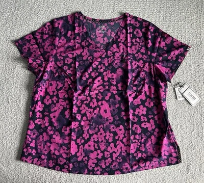 Koi Next Gen Scrub Top Women’s Sz 2X Pink Cheetah Azalea Stretch Nursing Medical - Image 1 of 4