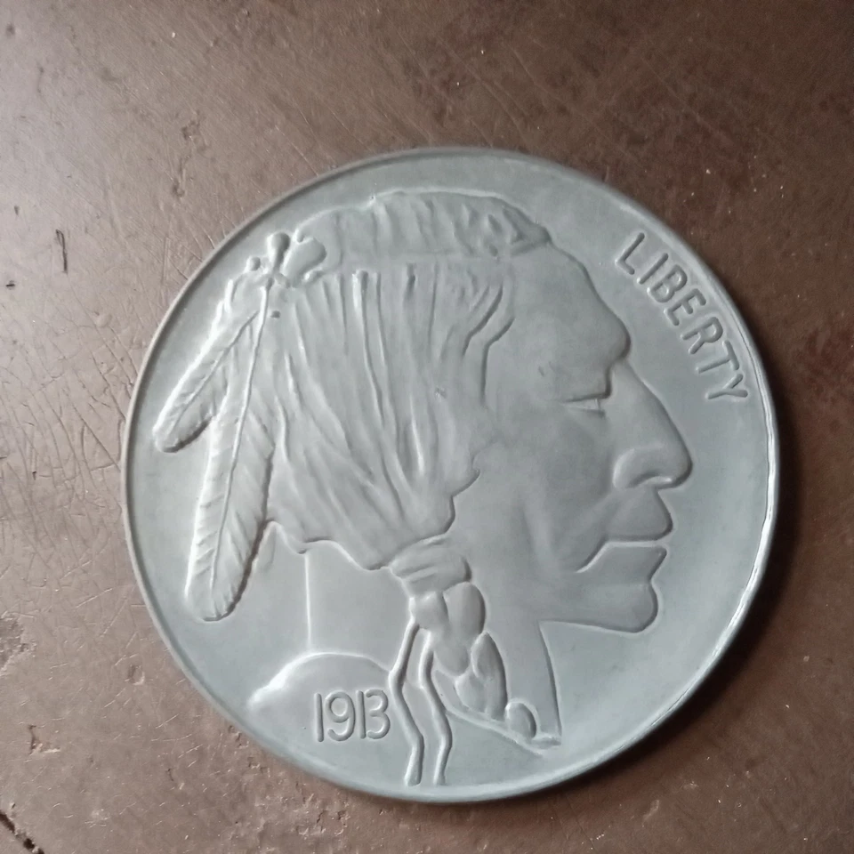 Large Size 3 Inch Metal 1913 Buffalo Nickel Toy Five-Cent Play Currency 5¢ Coin  - Image 1 of 2