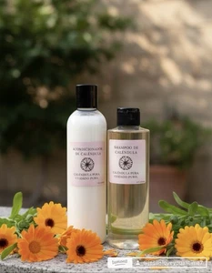 Caléndula Shampoo & Conditioner Set / Entfeuchtigkeitsspendend, Beruhigend, Anti-Frizz, Natürlich. - Bild 1 von 4