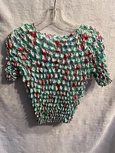 Blusa Camisa Blusa Para Mujer Vintage Años 90 Palomitas Burbuja Scrunch Elastizada Azul OS - Imagen 1 de 13