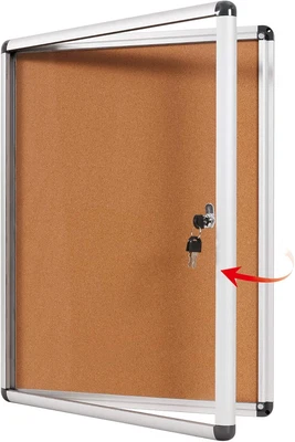 SWANCROWN Enclosed Bulletin Board,Lockable Cork Noticeboard for School Office,Wa - Image 1 of 4