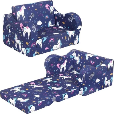 Sofá Infantil Unicornio Arcoíris Cama Para Ninas Convertible 2 En 1 Para Ninos Foto 1 de 4