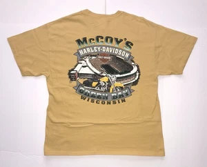 VTG 3D Emblem Harley-Davidson Double Sided Logo T-Shirt L Green Bay Graphic Tee - Picture 1 of 16