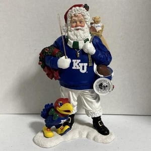 Danbury Mint-University of Kansas Santa with KU baby Jay-Christmas Figurine - Picture 1 of 5