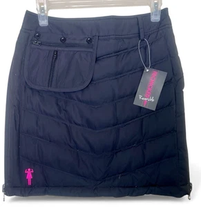 Chicked Minne-Rock Daunen Wende XS Schwarz Gesteppt Minnesota Tasche Neu - Bild 1 von 9