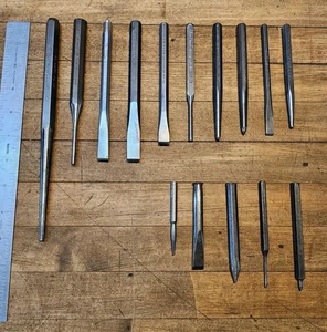Lote de Punzones y Cinceles de Maquinista Vintage Tamaño y Tipo • Juegos de Punzones para Fabricante de Herramientas ☆ EE. UU. - Imagen 1 de 3