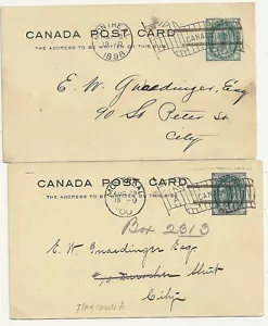 1898/1900 2 MONTREAL CANADÁ BANDERAS CANCELADAS EN TARJETAS IMPRESAS EN DISPENSARIO - MÉDICAS - Imagen 1 de 2