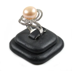 Anello in Argento 925 con Perla Rosa e Cubic Ziconia Made In Italy - Foto 1 di 4