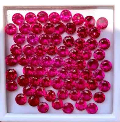 Natural Ruby CERTIFIED Red Round Cut 6 mm Size Lot AAA+ Quality 20 Pcs Gemstone - Image 1 of 4