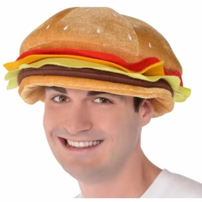 Disfraz de Halloween para adultos sombrero de felpa hamburguesa con queso suave comida divertida  Foto 1 de 3