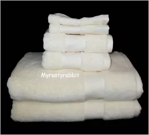 Ralph Lauren Wescott Bathroom Towel Set of 6 - Linen Cream - 100% Cotton - New - Picture 1 of 7