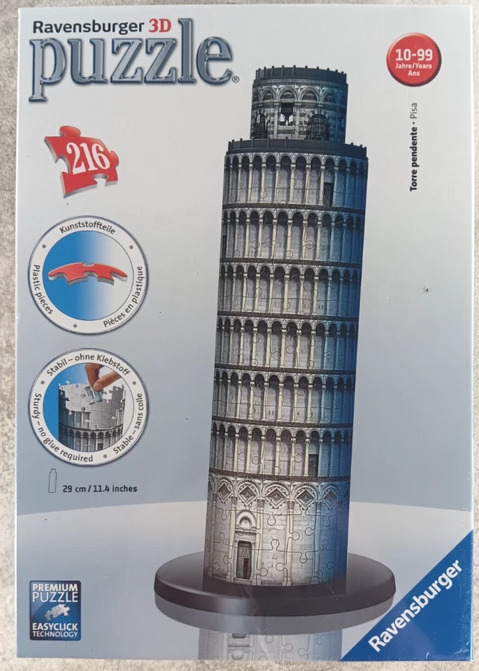 Leaning Tower of Pisa Ravensburger 216 Piece 3D Puzzle 11.4" Tall Italy 12 557 9 - Image 1 of 4