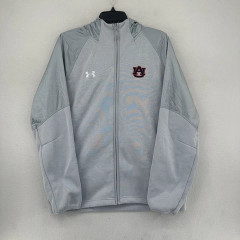 University of Auburn Tigers Full Zip Under Armour Jacket - Size L - Gray Cover