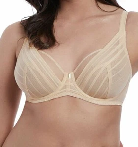 Freya Cameo Bra Sand Beige Mesh Size 30E Underwired High Apex Plunge 3161 New - Picture 1 of 12