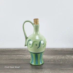 Gail Pittman Provenza Aceite o Vinagre Crueta/Dispensador Verde Rayas Pintado a Mano - Imagen 1 de 4