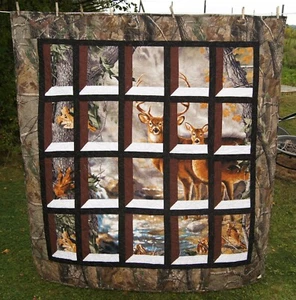New! Outdoor Hunting Fall Deer "RealTree" Themed Decorative Quilt (62" x 62") - Picture 1 of 6